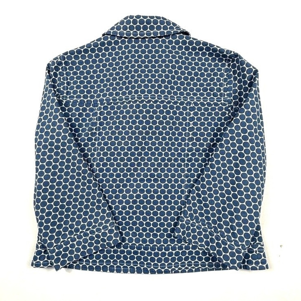 Boden Cropped Blue White Polka Dot Cotton Jacket Yellow Lining Womens Size 10 - Picture 3 of 6